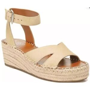 Franco Sarto Pellia Strappy Espadrille Wedge Sandals Beige Women's Size 7.5M